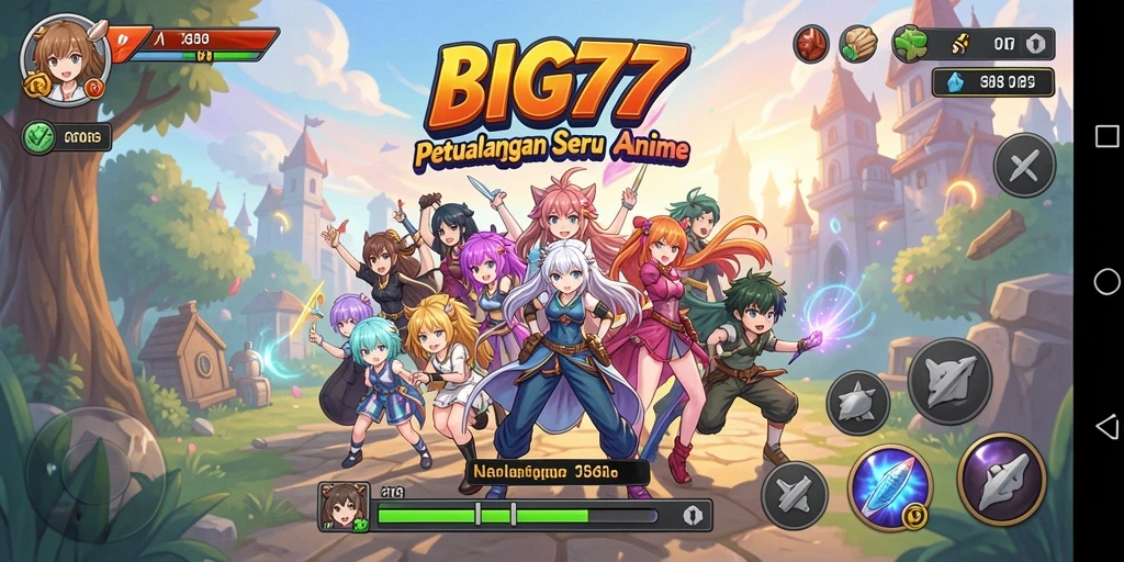 Tangkapan layar gameplay <strong>BIG77</strong> menampilkan aksi seru dan karakter Anime yang mencolok.