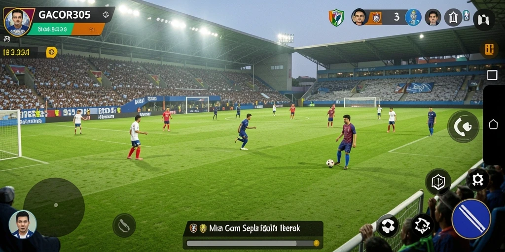 Tampilan gameplay GACOR305 yang mendebarkan dalam pertandingan sepak bola.
