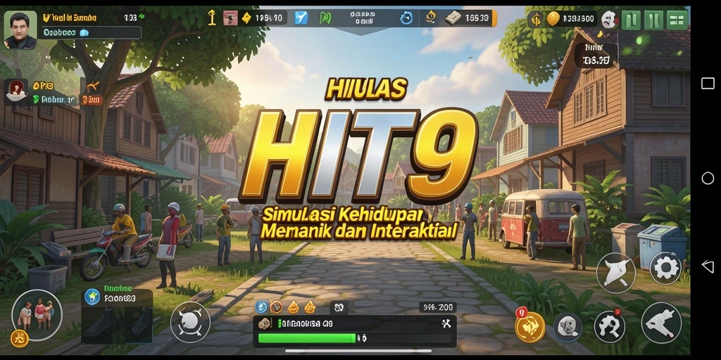Screenshot gameplay HIT9 menampilkan karakter yang berinteraksi dalam lingkungan yang kaya.