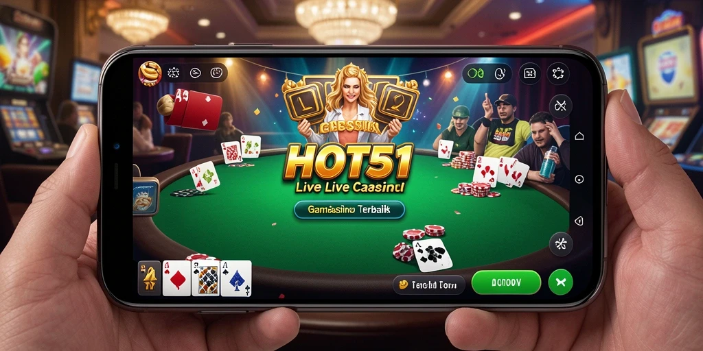 Screenshot gameplay Live Casino HOT51 memperlihatkan dealer profesional dan suasana kasino.