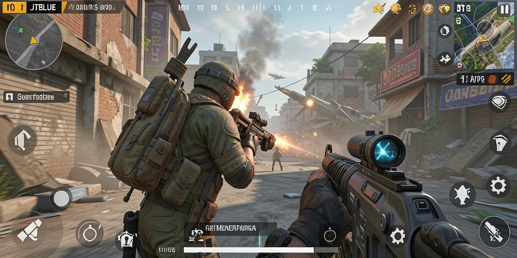 Tampilan gameplay JTBLUE yang menegangkan dan realistis dalam TPS.