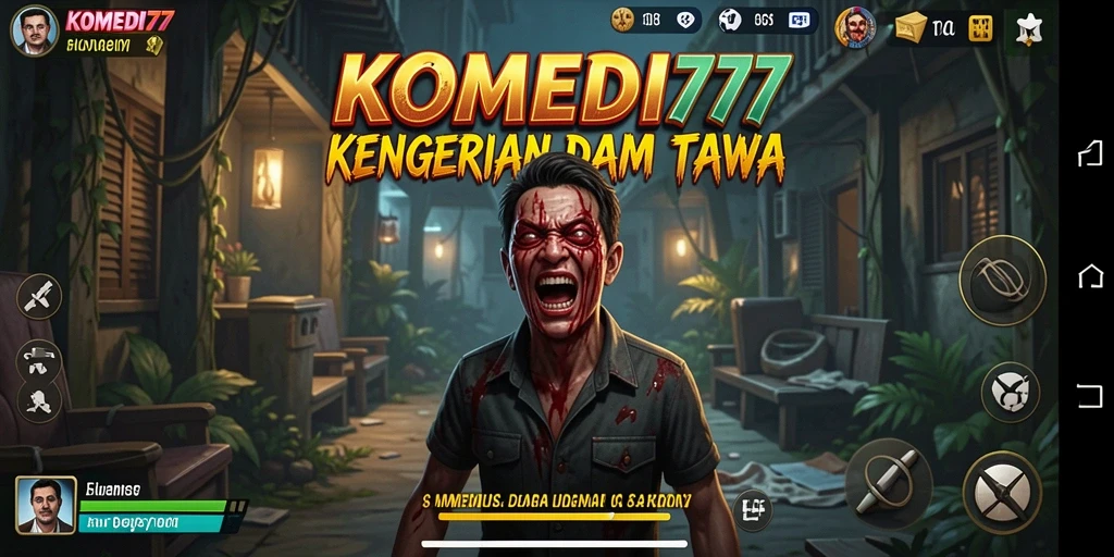Screenshot gameplay menegangkan di KOMEDI77 dengan banyak hantu.