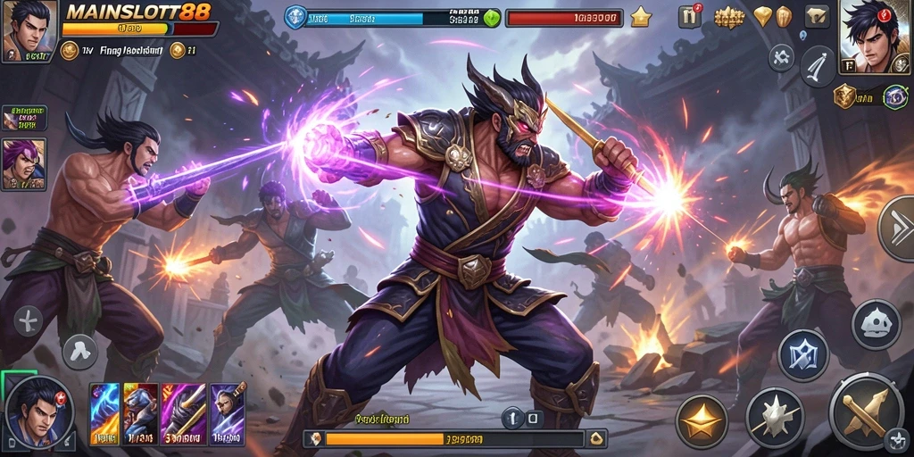 Tampilan gameplay pertarungan seru dan mendebarkan di MAINSLOT88.