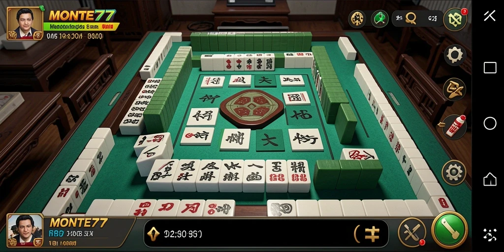 Screenshot gameplay <strong>MONTE77</strong> menampilkan aksi mencocokkan ubin Mahjong yang seru.