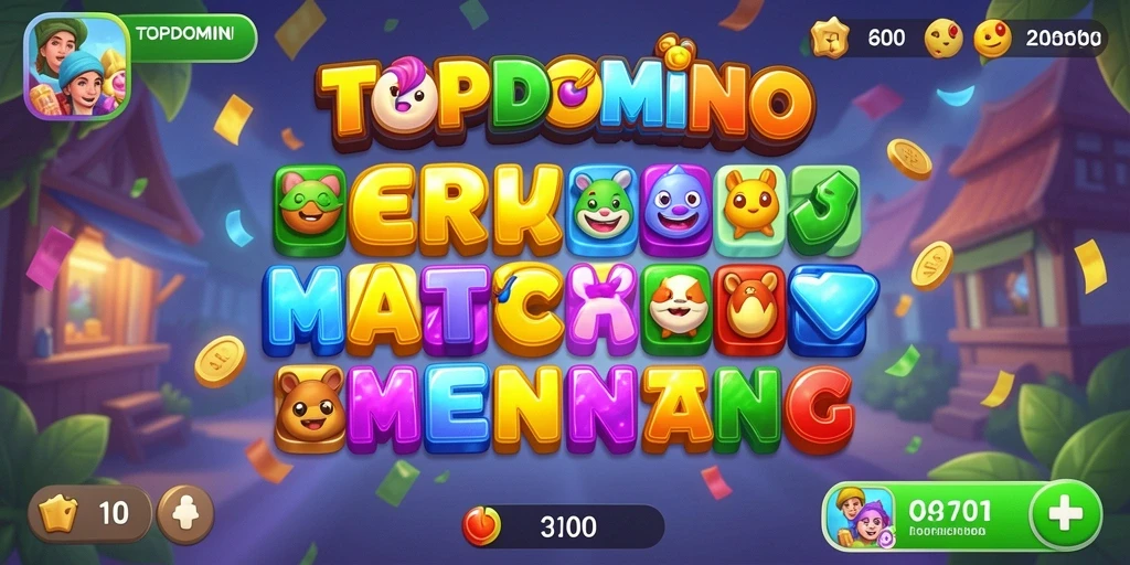 Tangkapan layar dari gameplay seru TOPDOMINO dengan elemen Match-3.