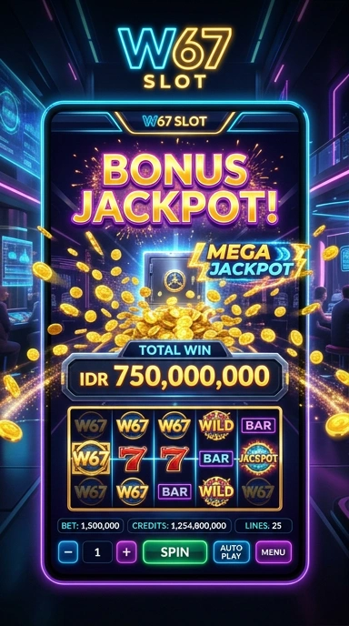 Tampilan utama aplikasi w67 dengan berbagai pilihan aplikasi.